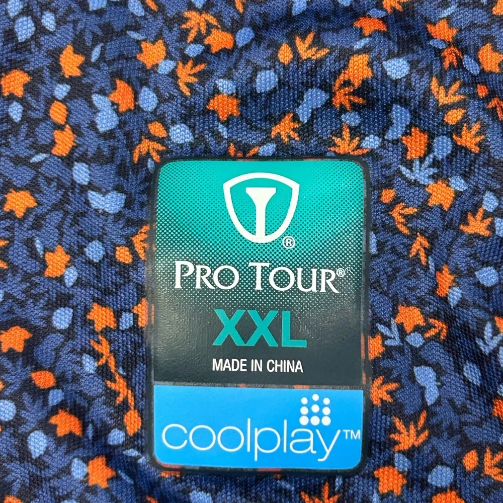 Pro Tour‎ Coolplay Men’s Micro Leaf Print Golf Performance Polo XXL Polyester